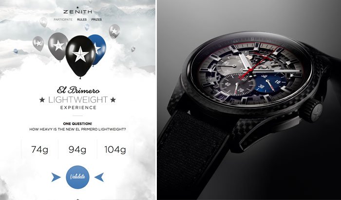 Left: Zenith's Facebook Competition - Right: Zenith El Primero Lightweight