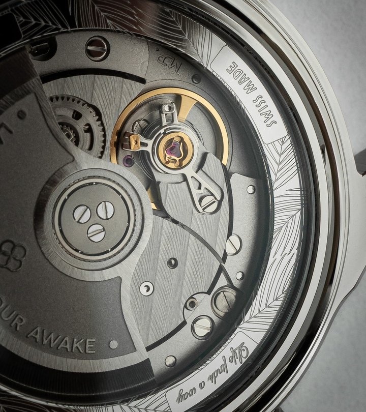 Awake's Son Mài watches are fitted with a finely decorated G101 calibre by La Joux-Perret.