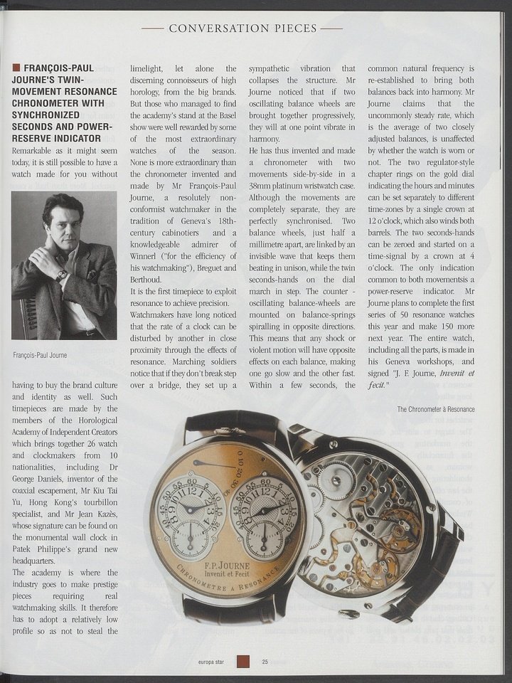F.P. Journe's Twin-Movement Resonance Chronometer