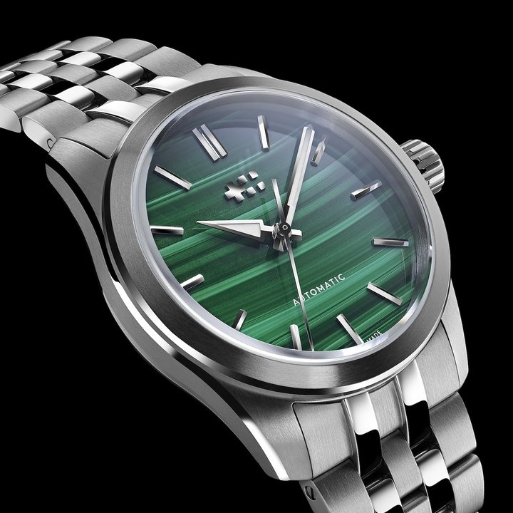 Four 150-piece limited editions of the 36 mm C63 Sealander each feature a natural stone dial: malachite, yellow tiger's eye, charoite and turquoise.