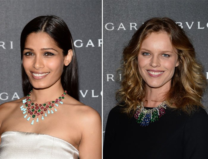 Left: Freida Pinto - Right: Eva Herzigova