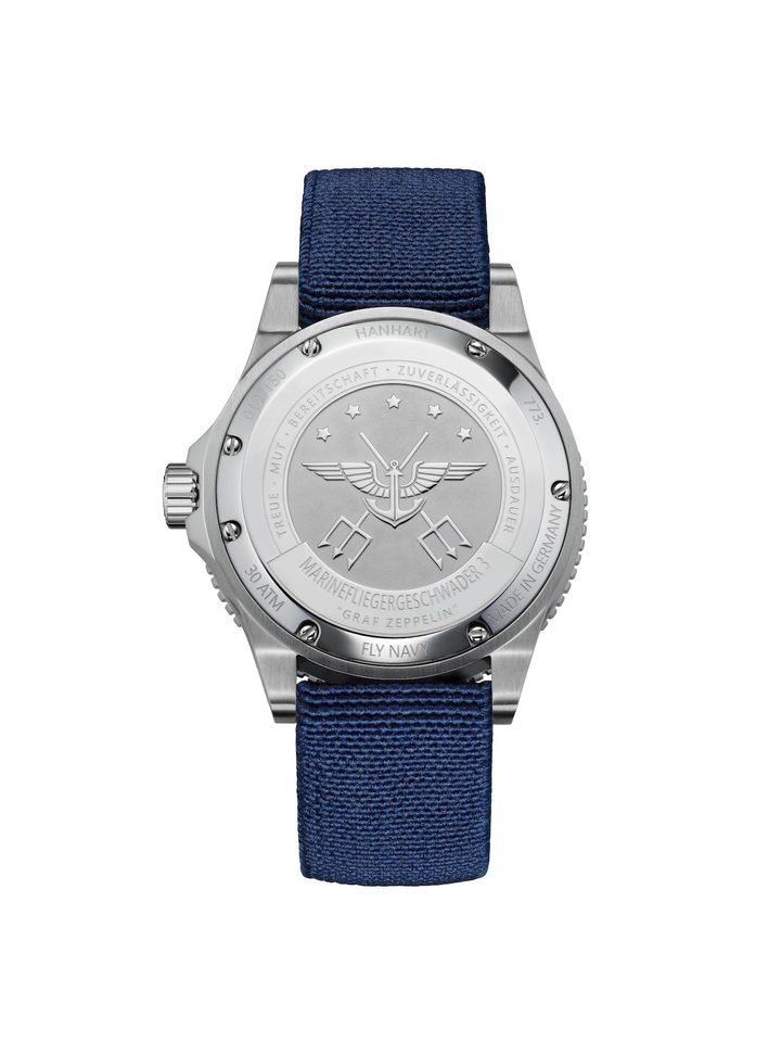 Hanhart Fly Navy Aerosphere limited edition in two caseback designs