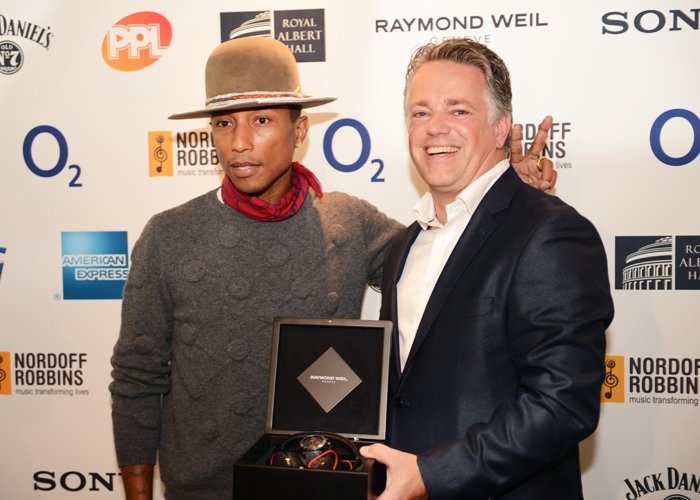 Pharrell Williams and Craig Leach, Raymond Weil's UK Brand Director