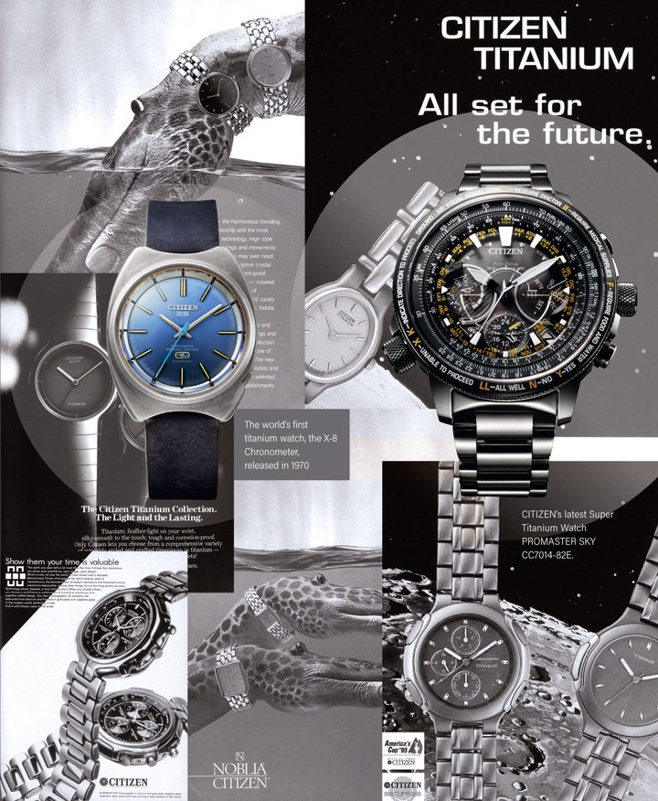 It is because CITIZEN believes in titanium's potential that it spent half a century on refining the technology. Lightweight. Scratch resistant. Gentle on the skin. Corrosion resistant. CITIZEN Super TitaniumTM