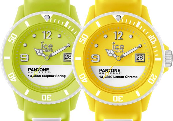 PANTONE UNIVERSETM SULPHUR SPRING and LEMON CHROME by Ice-Watch