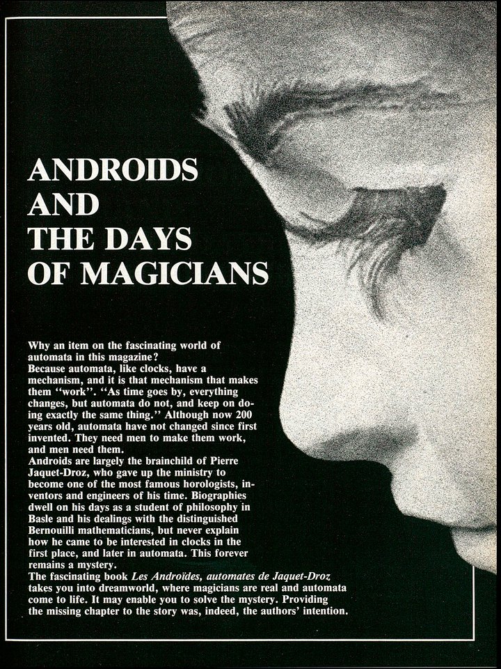 An archive on the work of Jaquet-Droz, father and son, published in Europa Star in 1979. ©Europa Star