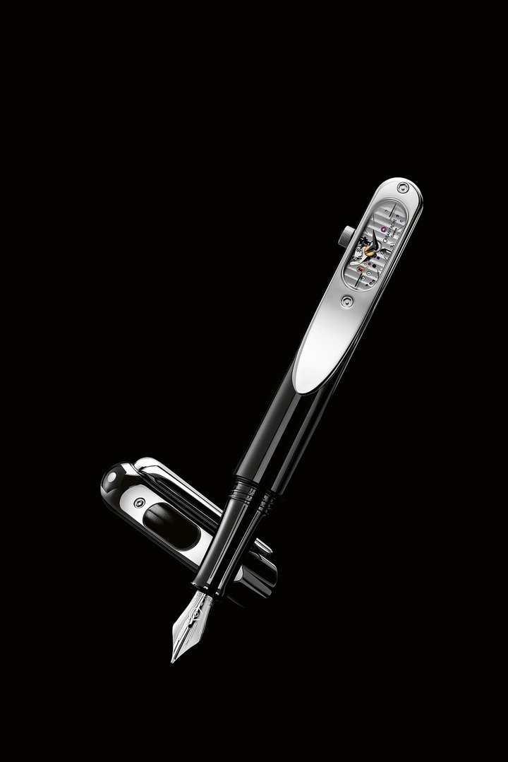 The Timegraph is Caran d'Ache's first fountain pen to include an integrated watch with a mechanical movement.